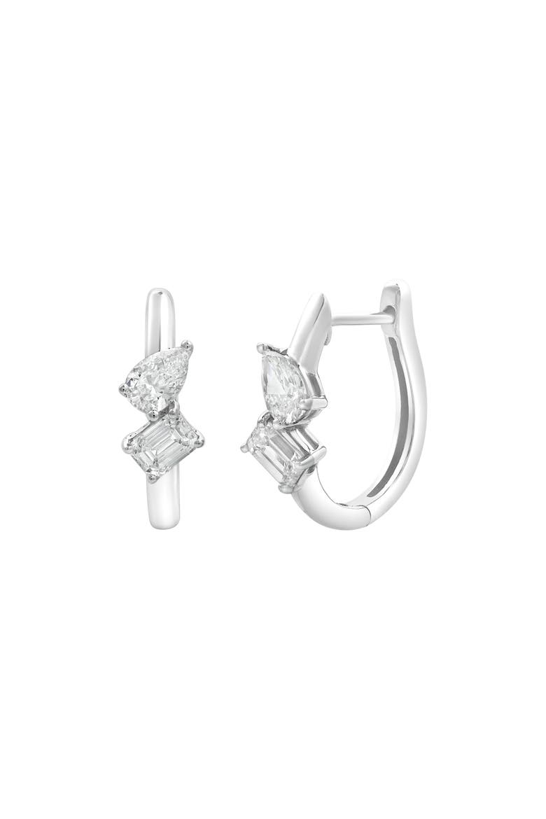 Saela 14K Gold Lab Grown Diamond Huggies - 0.75 Ct, Alternate, color, 14K White Gold