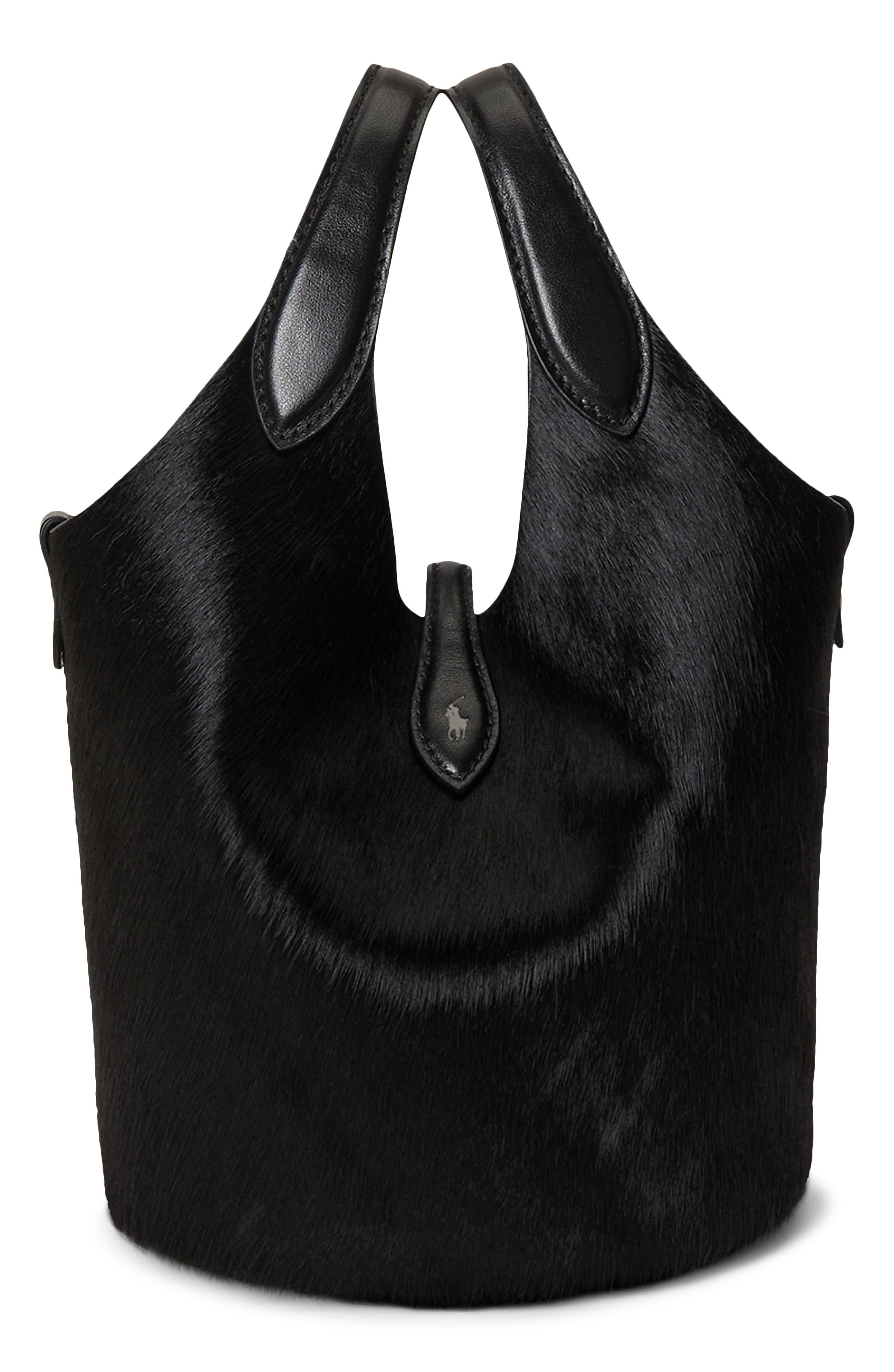 Mini Haircalf & Leather Crossbody Bag, Alternate, color, BLACK