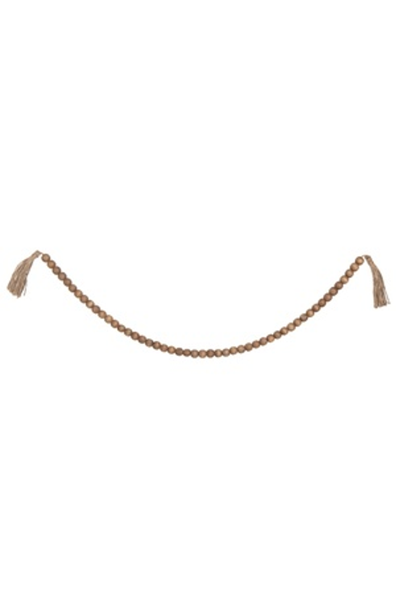 Wood 42.75 in. Beaded Garland, Main, color, Brown
