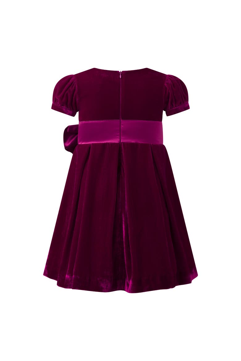 Fuschia Velvet Bow Dress, Alternate, color, Fuschia