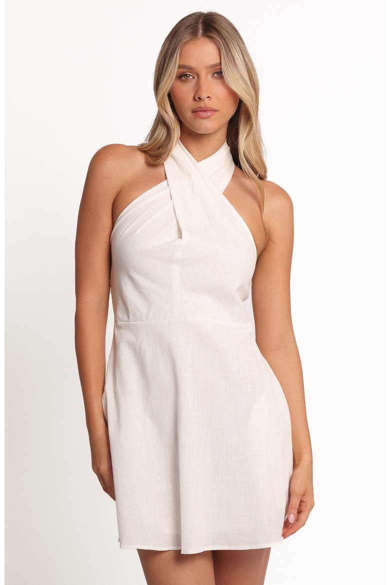 Betsy Cotton Halter Minidress, Alternate, color, WHITE