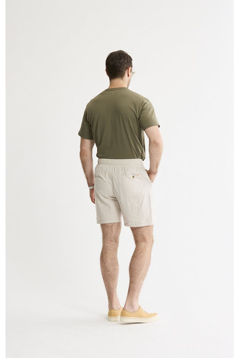 Linen Blend Drawstring Shorts, Alternate, color, Stone