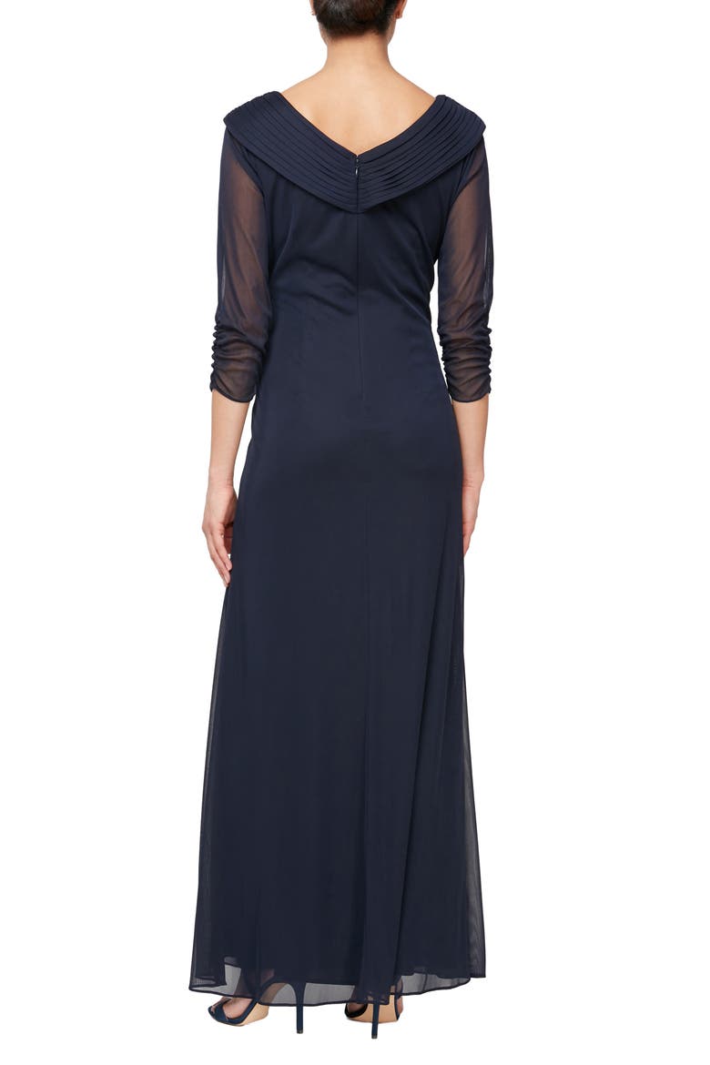 Embellished Chiffon Evening Gown, Alternate, color, NAVY