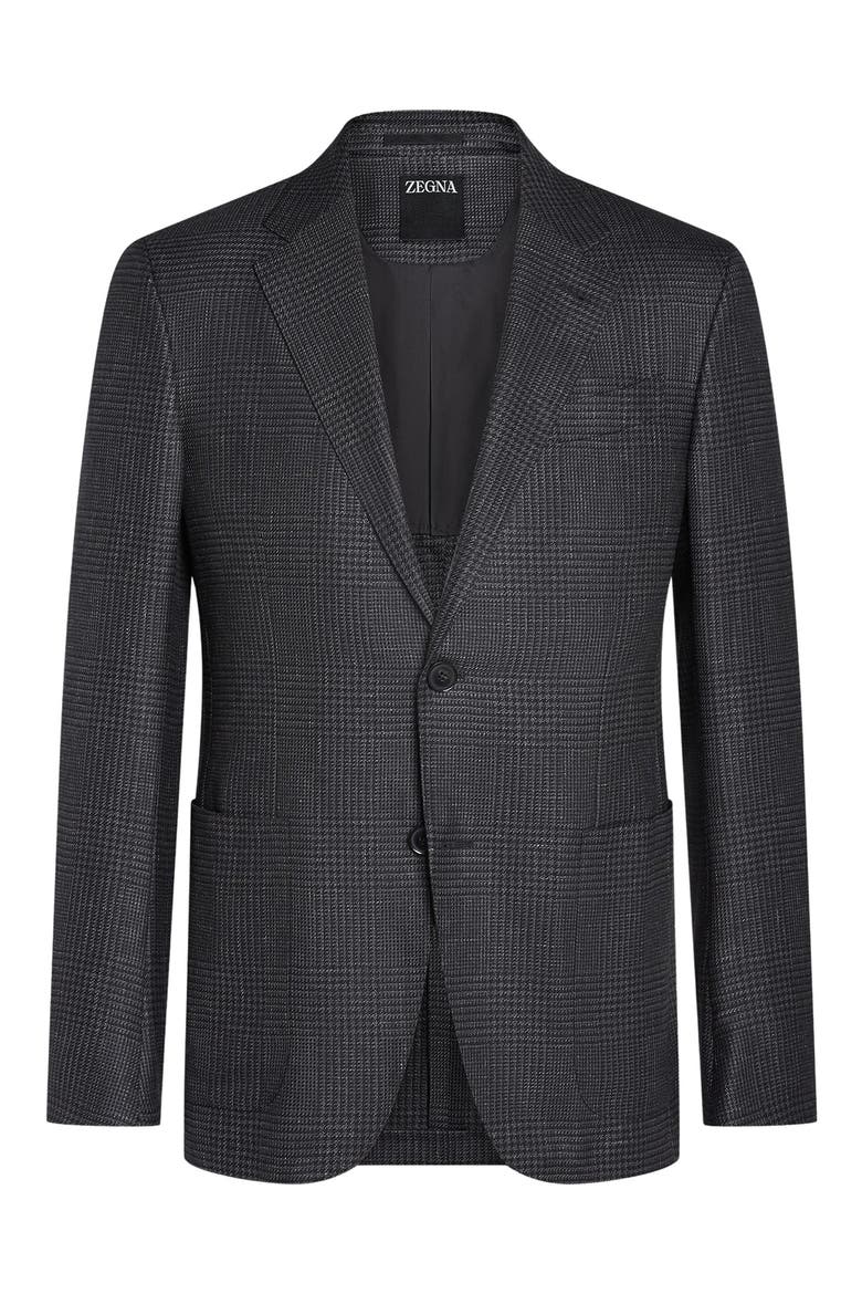 Cashmere, Silk & Linen Sport Coat, Main, color, GREY/ BLACK