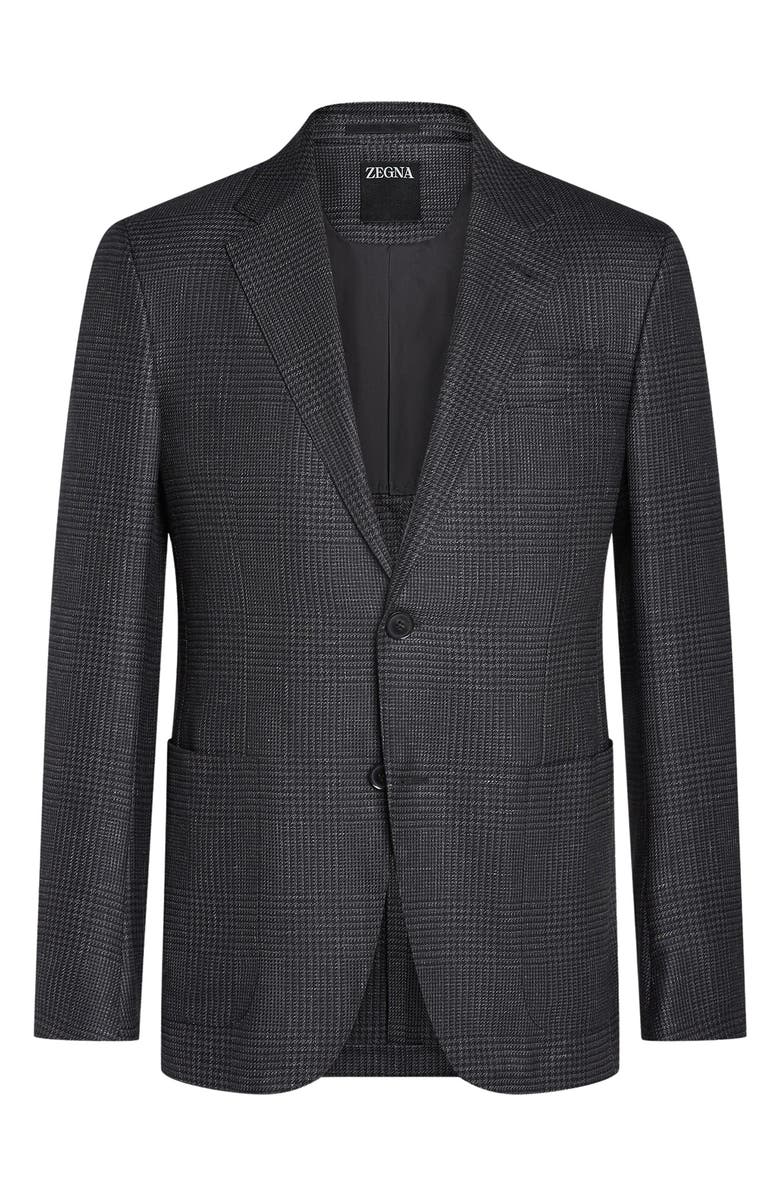 ZEGNA Cashmere, Silk & Linen Sport Coat, Main, color, Grey/ Black