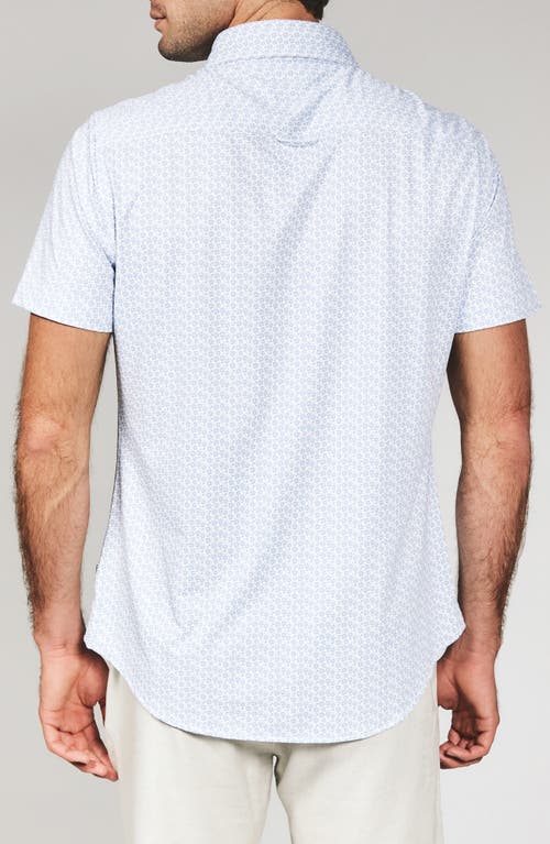 7 Diamonds Riley Floral Short Sleeve Performance Button-up Shirt In Blue