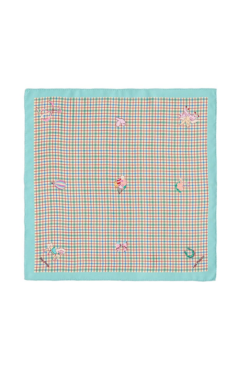 Lost Pattern "Pop Pony" Silk Bandana, Main, color, Lake Blue