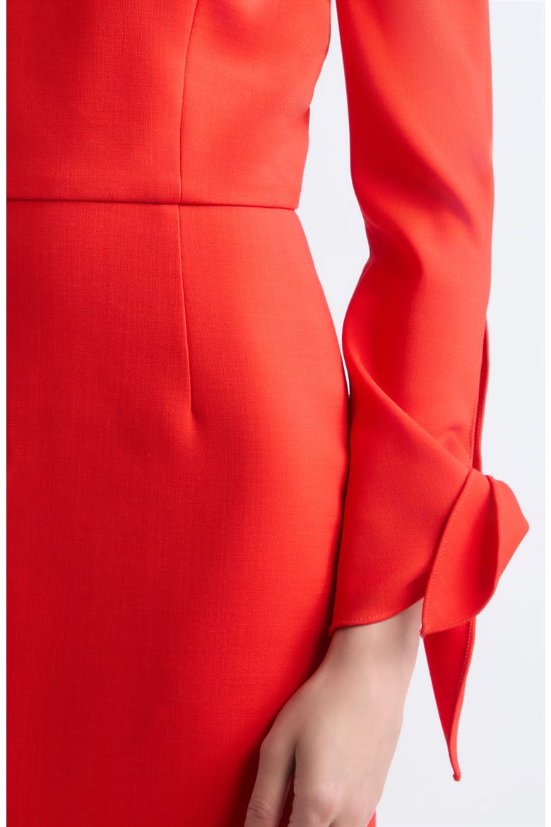 Tie Detail Wool Blend Midi Dress, Alternate, color, CHILI RED