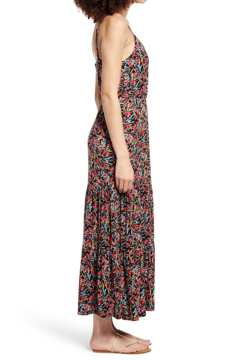 Tiered Cami Maxi Dress, Alternate, color, BLACK MULTI FLORAL