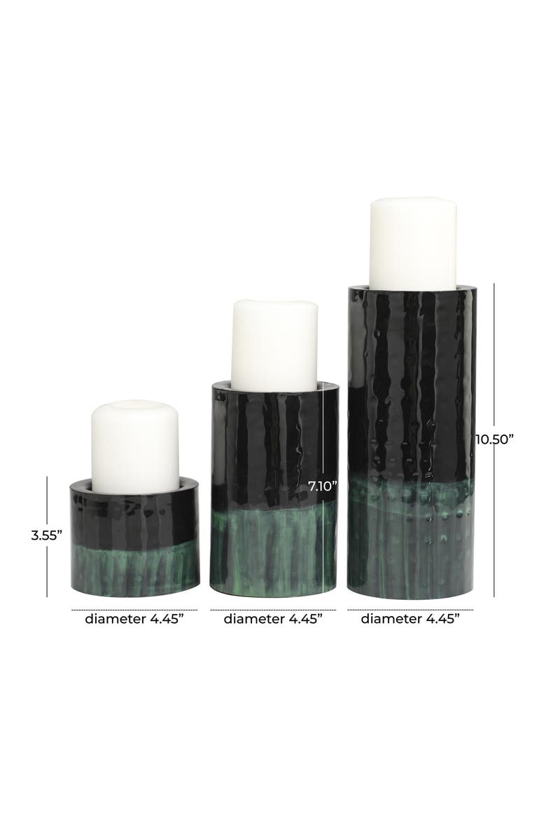 3-Piece Metal Candleholder Set, Alternate, color, GREEN