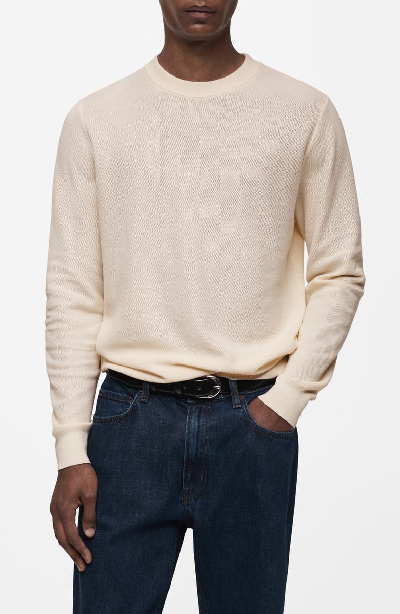 MANGO Microstructure Crewneck Sweater, Main, color,