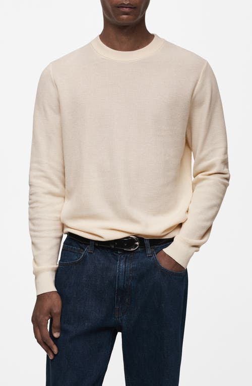 Mango Microstructure Crewneck Sweater In Off White