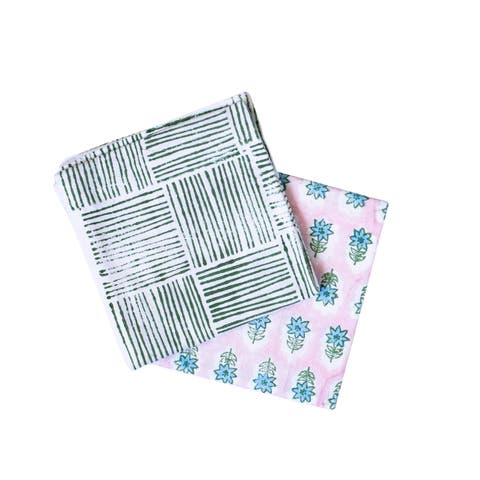 Tea Towel Set - Lily Rose & Stripe Sage