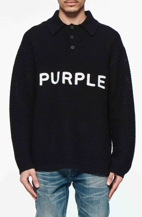 Logo Embroidered Wool Polo Sweater