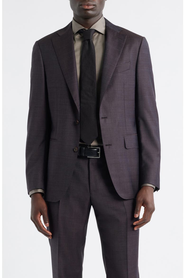 Capri Trim Fit Dark Brown Mélange Super 130s Wool Suit, Alternate, color, DARK BROWN
