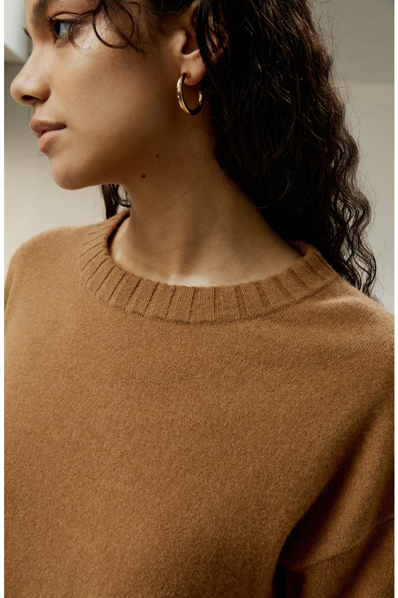 Women's Crew Neck Cashmere Sweater, Alternate, color, Brown