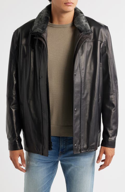 Leather Jacket with Removable Inset Bib