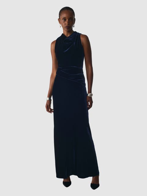 Matera Velvet Cowl Neck Maxi Dress