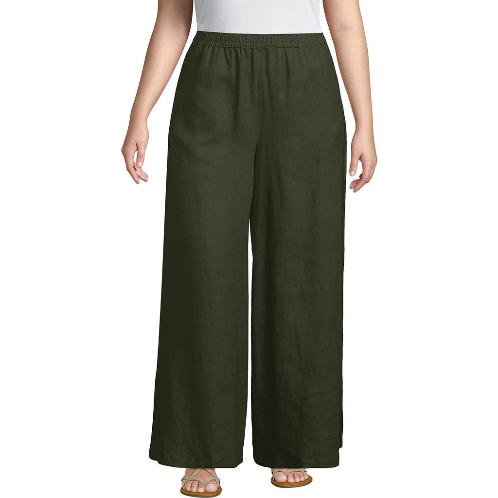 LANDS' END LANDS' END PLUS SIZE LINEN HIGH RISE PALAZZO PANTS