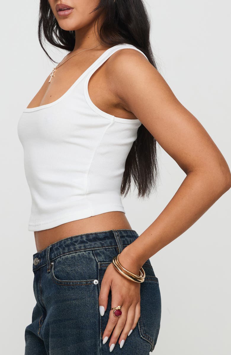 Princess Polly Baseline Square Neck Rib Tank, Alternate, color, White