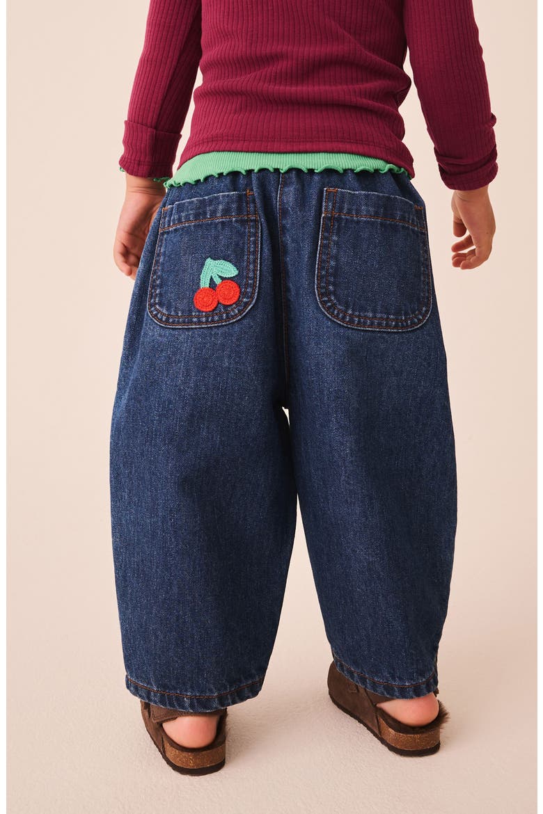 Kids' Cherry Appliqué Straight Leg Jeans, Alternate, color, BLUE