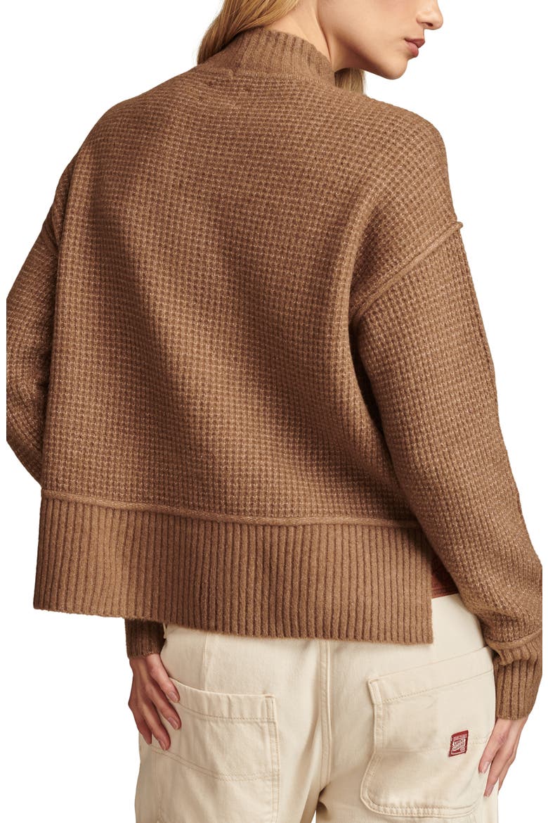 Waffle Stitch Mock Neck Sweater, Alternate, color, CHOCOLATE TORTE