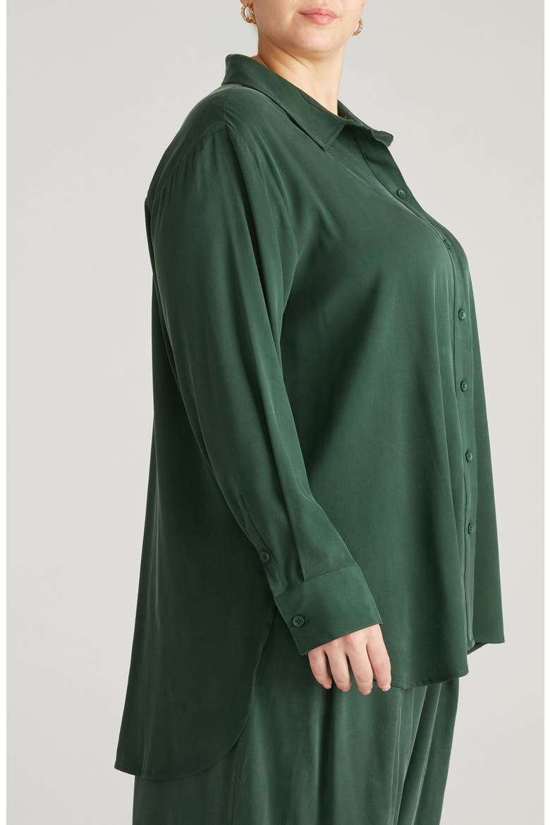 Cooling Oversize Button-Up Shirt, Alternate, color, FOREST GREEN