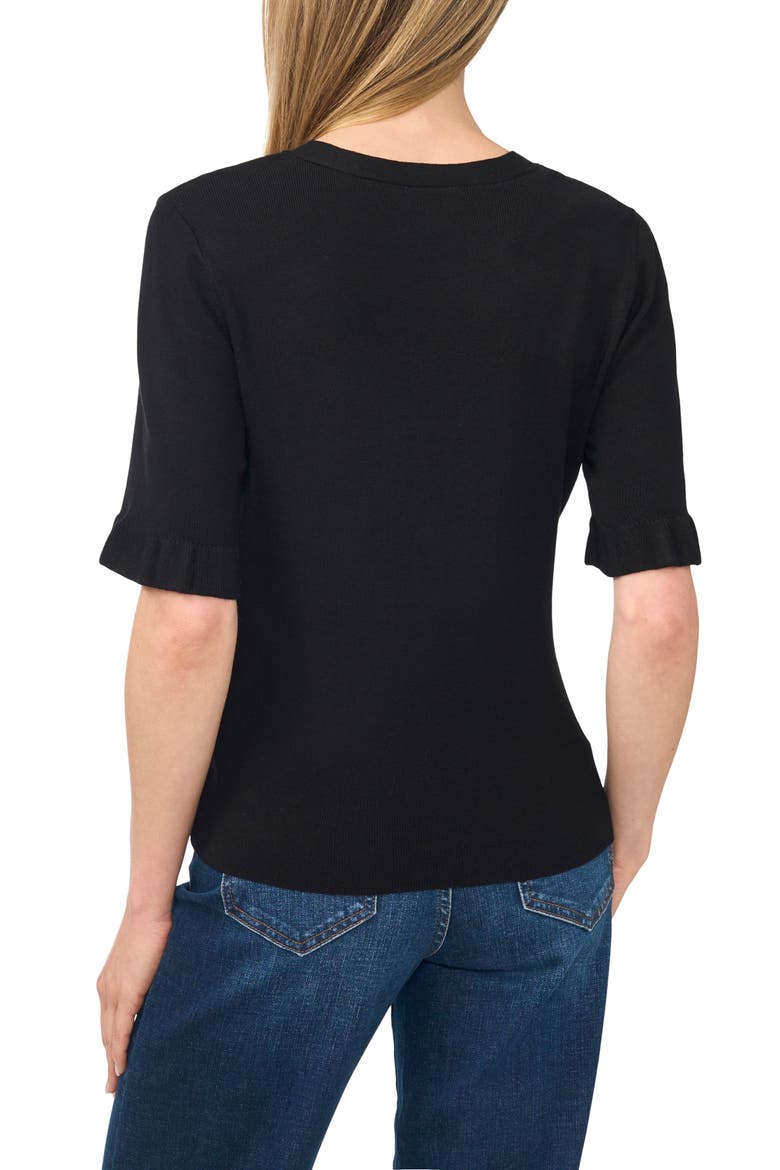 V-Neck Elbow Sleeve Sweater, Alternate, color, RICH BLACK