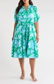 SUGARLIPS Riona Floral Wynette Tiered Midi Dress