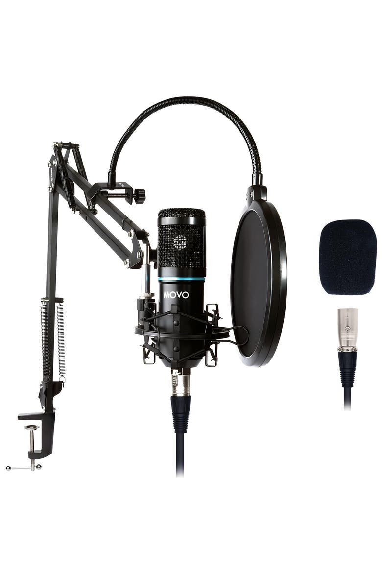PodPak Podcast Equipment Bundle with Microphone, Boom Arm, and Pop Filter, Main, color, Black