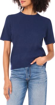 Halogen® Short Sleeve Rib Sweater Top