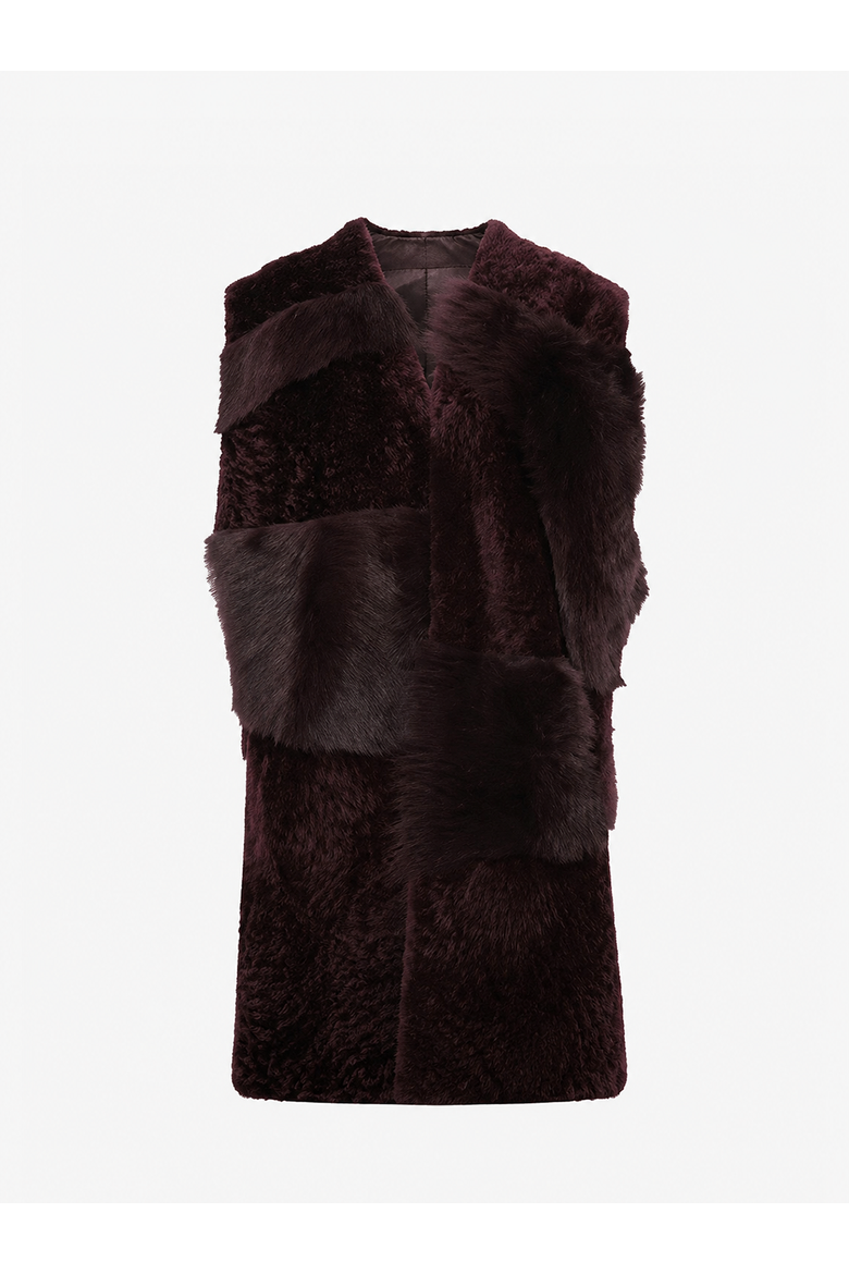 Dolce Shearling Midi Vest, Main, color, Burgundy