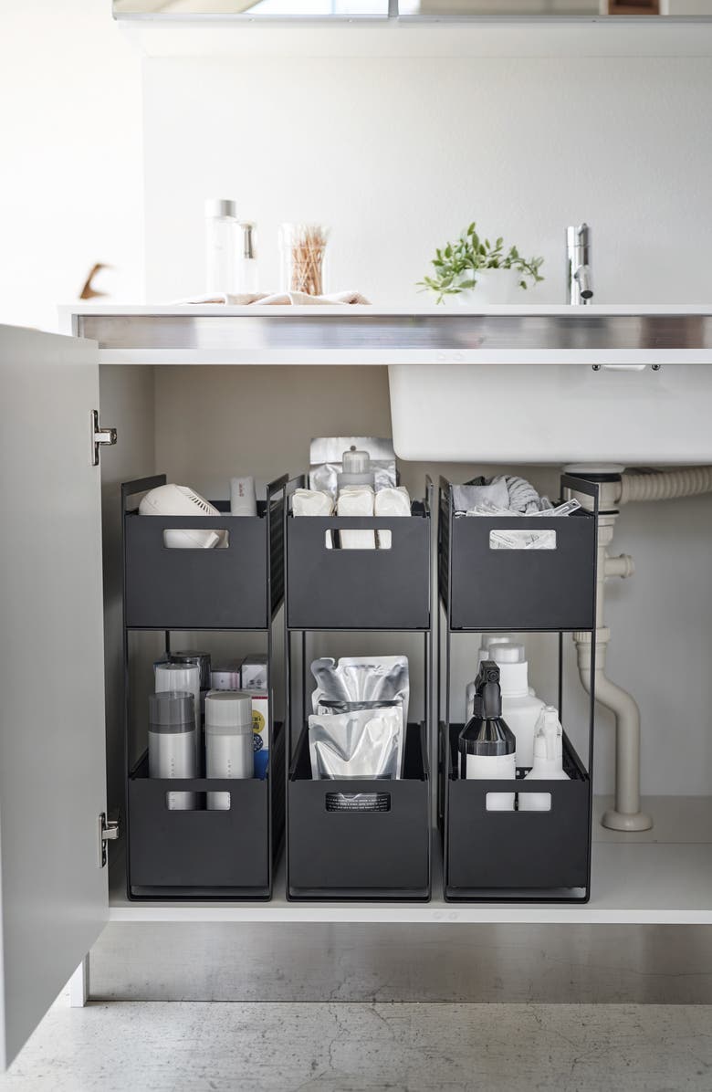 Yamazaki Two-Tier Cabinet Storage Basket, Alternate, color, Black