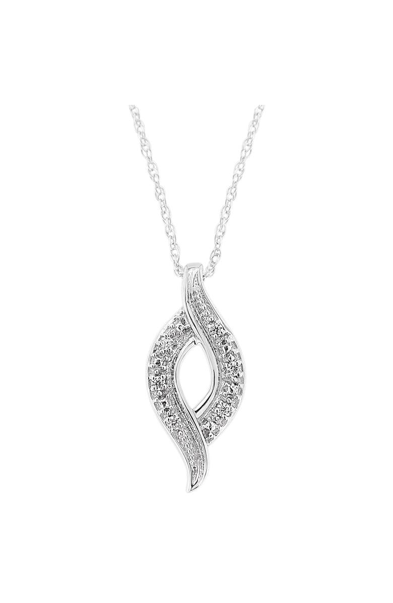 Haus of Brilliance Silver 1/25 cttw Round Cut Diamond Fashion Pendant Necklace, Main, color, White
