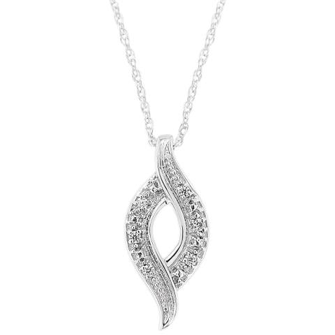 Silver 1/25 cttw Round Cut Diamond Fashion Pendant Necklace