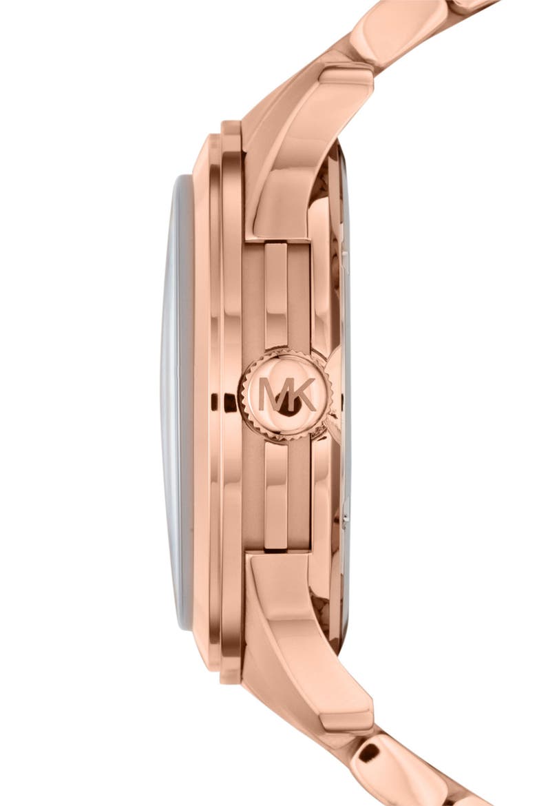 Michael Kors 'Large Runway' Blue Dial Bracelet Watch, 45mm, Alternate, color, ROSE GOLD/ NAVY
