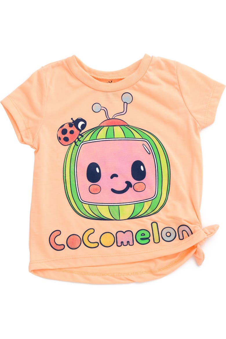 JJ 2-Piece T-Shirt and Shorts Set, Alternate, color, Peach Blue Chambray