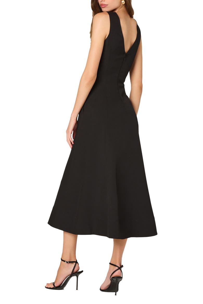 V-Neck Midi Dress, Alternate, color, BLACK