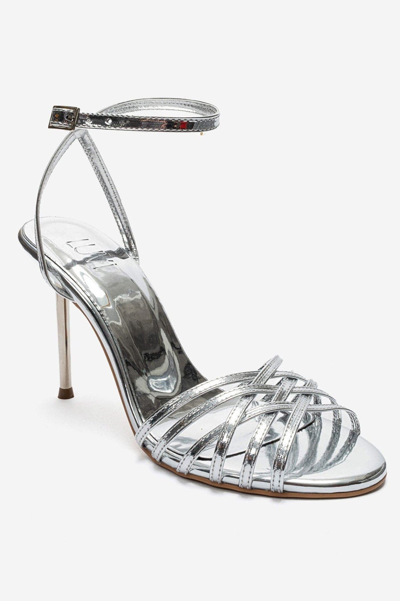Lorion Stiletto Ankle Strap Pump, Alternate, color, Silver
