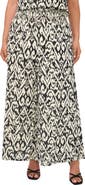 Vince Camuto Smocked Waist Crop Wide Leg Cotton Pants