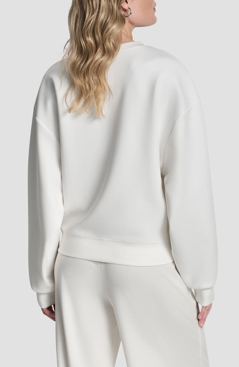 DKNY Metallic Faux Leather Logo Sweatshirt, Alternate, color, Ivory