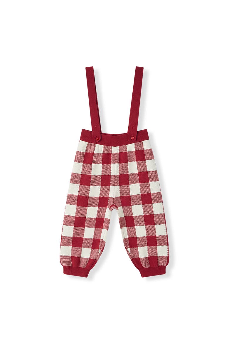 Knit Suspender Pants, Main, color, Red Gingham