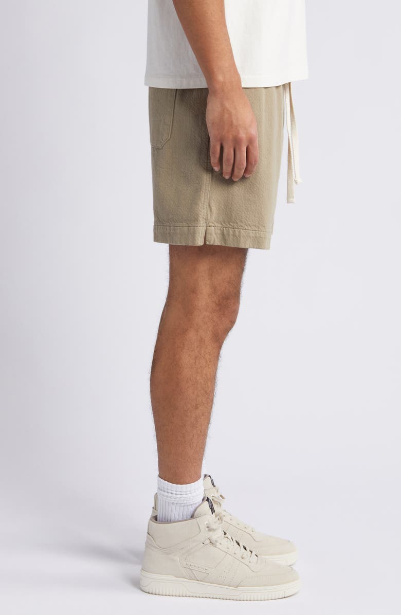 FRAME Elastic Waist Cotton Terry Shorts, Alternate, color, Dark Beige