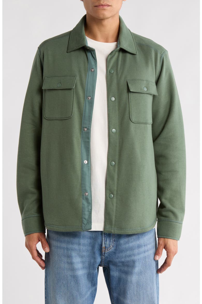 Roma Button Down Shirt Jacket, Main, color, DARK JADE