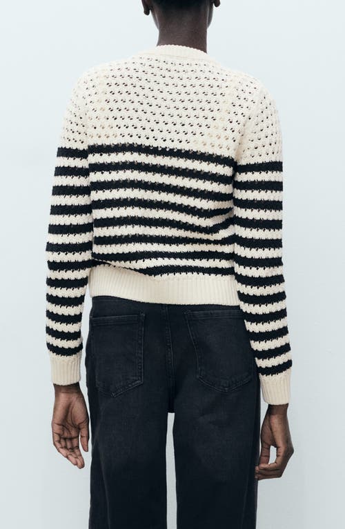 MANGO MANGO STRIPE OPENWORK CARDIGAN