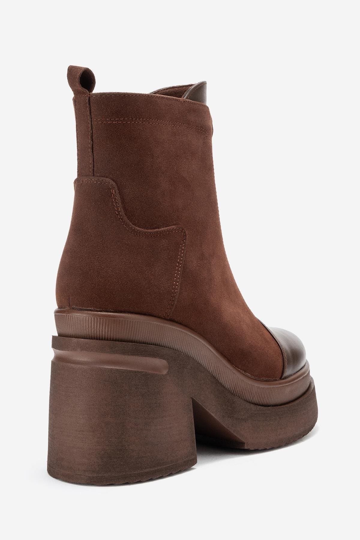 Prologue Shoes Ardenne Platform Zip Boot, Alternate, color, Brown Suede Faux Leather