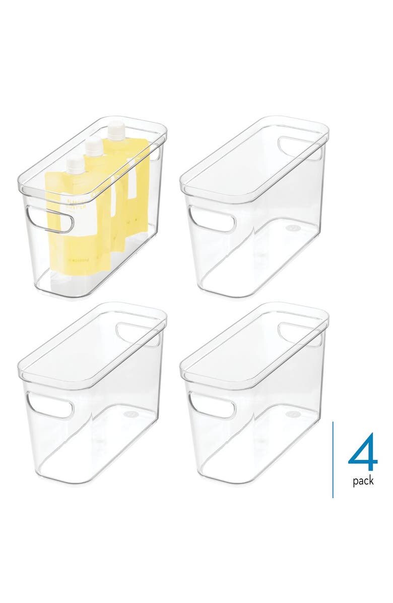 iDesign Plastic Pantry Bin for Kitchen Organizing - Set of 4 - Clear, Alternate, color, Clear/White