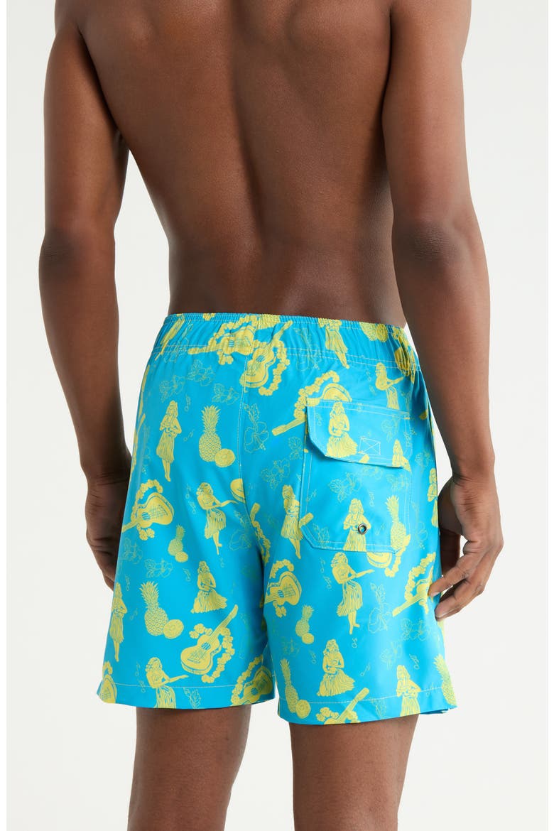Aloha Guitar Swim Trunks, Alternate, color, AQUA YELLOW