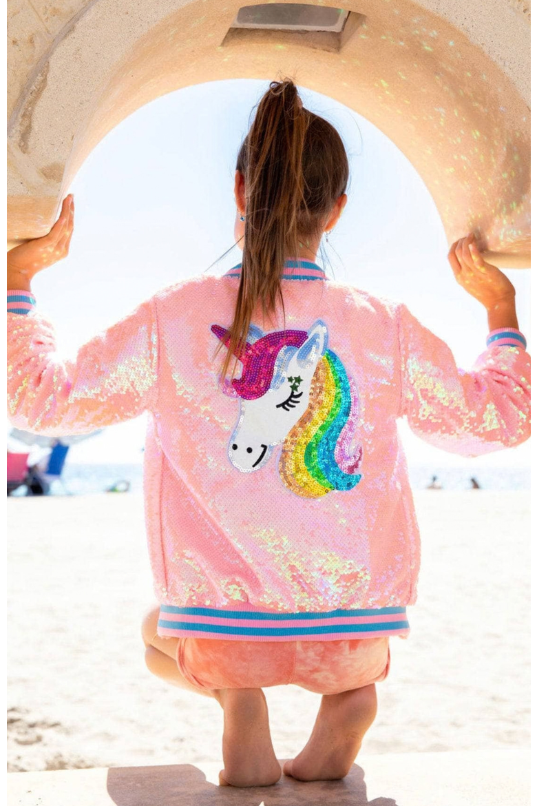Pretty in Pink Unicorn Sequin Bomber, Alternate, color, Pink