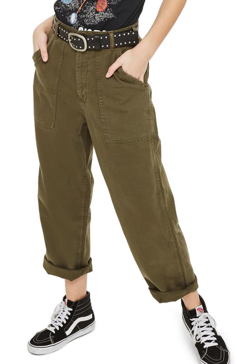 Topshop Wide Leg Utility Trousers, Main, color, 